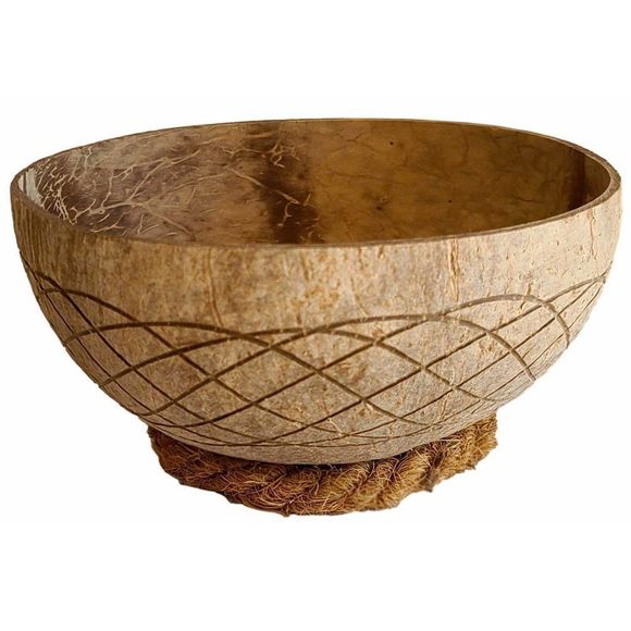 Coconut bowl With Rope Stand, natural handmade, eco friendly, vegan bowl, salad - Picture 4 of 6